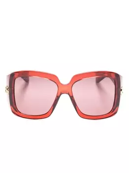 Gucci Eyewear солнцезащитные очки в квадратной оправе, красный