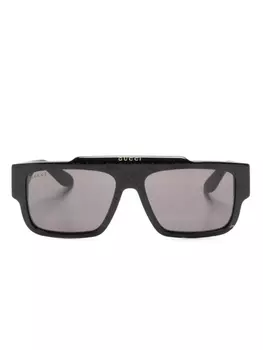 Gucci Eyewear солнцезащитные очки в квадратной оправе с узором GG Supreme, черный