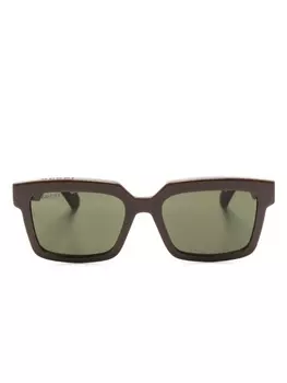 Gucci Eyewear солнцезащитные очки в квадратной оправе со съемными линзами, коричневый