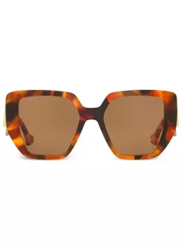 Gucci Eyewear солнцезащитные очки в квадратной оправе черепаховой расцветки, зеленый