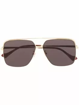 Gucci Eyewear солнцезащитные очки в квадратной оправе, золотой