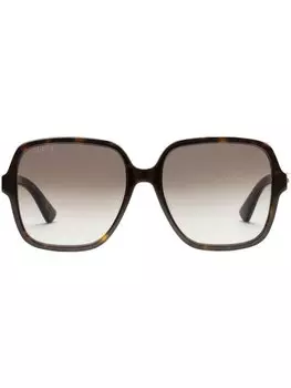 Gucci Eyewear солнцезащитные очки в массивной квадратной оправе, коричневый