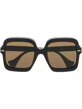 Gucci Eyewear солнцезащитные очки в массивной квадратной оправе, черный