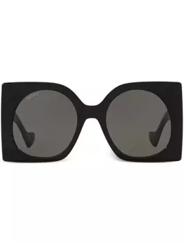 Gucci Eyewear солнцезащитные очки в массивной квадратной оправе, черный