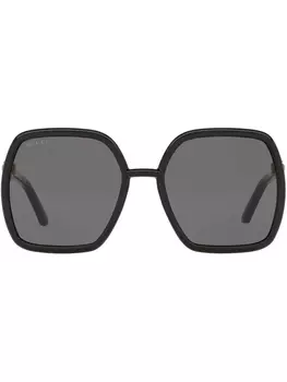 Gucci Eyewear солнцезащитные очки в массивной оправе, черный