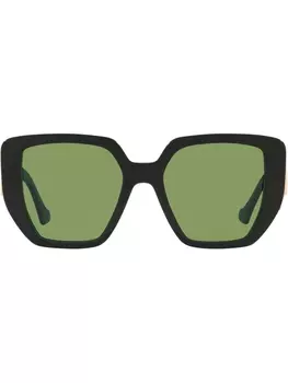 Gucci Eyewear солнцезащитные очки в массивной оправе с логотипом Interlocking G, черный