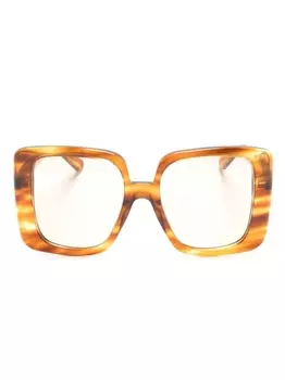 Gucci Eyewear солнцезащитные очки в массивной оправе с логотипом, коричневый