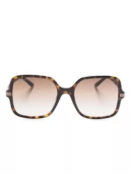 Gucci Eyewear солнцезащитные очки в массивной оправе, коричневый