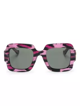 Gucci Eyewear солнцезащитные очки в массивной оправе с логотипом Double G, фиолетовый