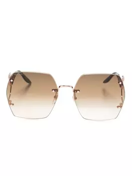 Gucci Eyewear солнцезащитные очки в массивной оправе с логотипом Double G, коричневый