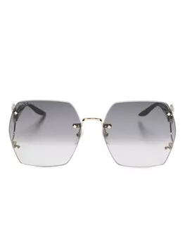Gucci Eyewear солнцезащитные очки в массивной оправе с логотипом Double G, черный