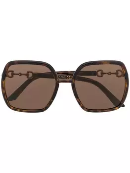 Gucci Eyewear солнцезащитные очки в массивной оправе, коричневый
