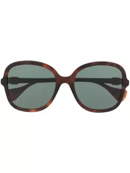 Gucci Eyewear солнцезащитные очки в массивной оправе, коричневый