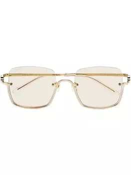 Gucci Eyewear солнцезащитные очки в массивной оправе, золотистый