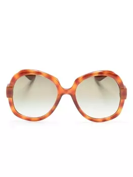 Gucci Eyewear солнцезащитные очки в массивной оправе с логотипом, коричневый