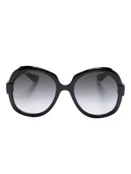 Gucci Eyewear солнцезащитные очки в массивной оправе с логотипом, черный