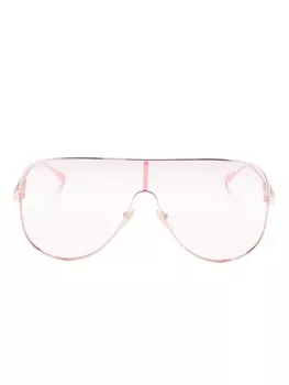 Gucci Eyewear солнцезащитные очки в массивной оправе с логотипом, розовый
