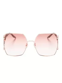 Gucci Eyewear солнцезащитные очки в массивной оправе с логотипом Double G, золотистый