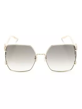 Gucci Eyewear солнцезащитные очки в массивной оправе, нейтральный цвет
