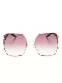 Gucci Eyewear солнцезащитные очки в массивной оправе с логотипом Double G, розовый