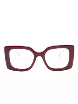 Gucci Eyewear солнцезащитные очки в массивной оправе с логотипом Double G, красный