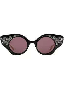 Gucci Eyewear солнцезащитные очки в оправе 'бабочка' с кристаллами, черный