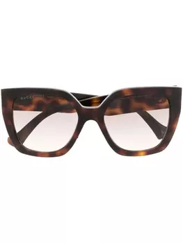 Gucci Eyewear солнцезащитные очки в оправе черепаховой расцветки, коричневый