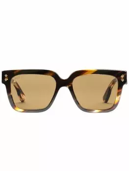 Gucci Eyewear солнцезащитные очки в оправе черепаховой расцветки, коричневый