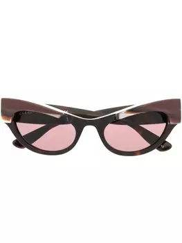 Gucci Eyewear солнцезащитные очки в оправе 'кошачий глаз', коричневый