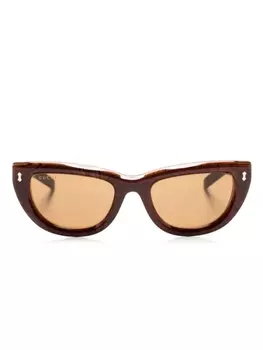 Gucci Eyewear солнцезащитные очки в оправе 'кошачий глаз' с логотипом, коричневый