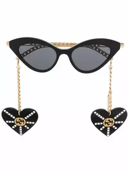 Gucci Eyewear солнцезащитные очки в оправе 'кошачий глаз', черный