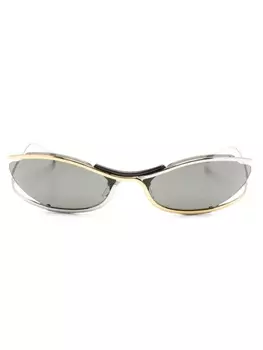 Gucci Eyewear солнцезащитные очки в овальной оправе с логотипом, серебристый