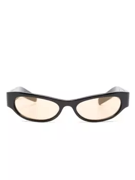 Gucci Eyewear солнцезащитные очки в овальной оправе с логотипом, черный