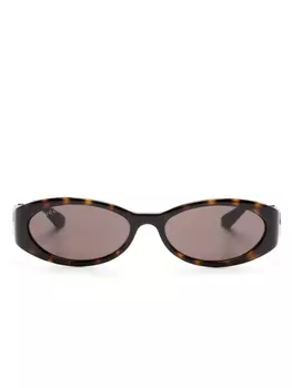 Gucci Eyewear солнцезащитные очки в овальной оправе, коричневый