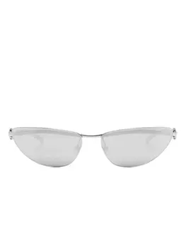 Gucci Eyewear солнцезащитные очки в овальной оправе, серебряный