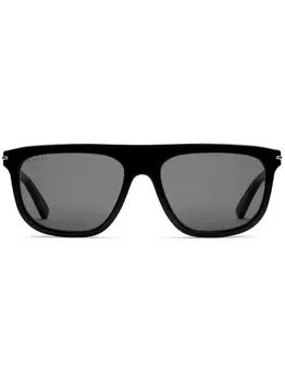 Gucci Eyewear солнцезащитные очки в овальной оправе, черный