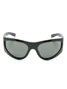 Gucci Eyewear солнцезащитные очки в овальной оправе с логотипом, черный