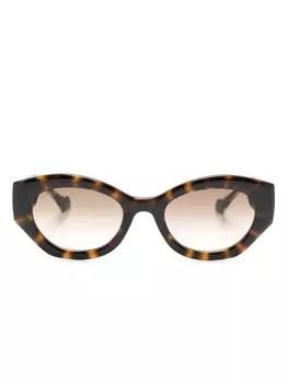 Gucci Eyewear солнцезащитные очки в овальной оправе, коричневый