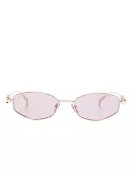 Gucci Eyewear солнцезащитные очки в овальной оправе, золотой