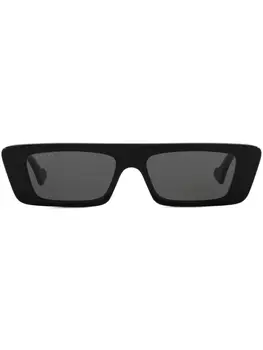 Gucci Eyewear солнцезащитные очки в прямоугольной оправе с логотипом, черный
