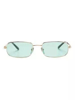 Gucci Eyewear солнцезащитные очки в прямоугольной оправе с логотипом, золотистый