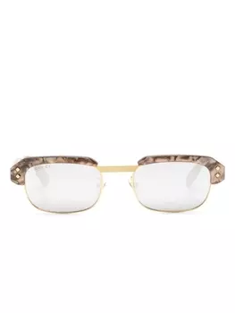Gucci Eyewear солнцезащитные очки в прямоугольной оправе с логотипом, коричневый