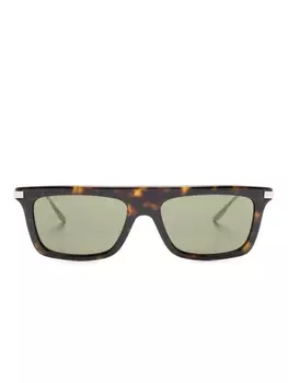 Gucci Eyewear солнцезащитные очки в прямоугольной оправе с логотипом, коричневый