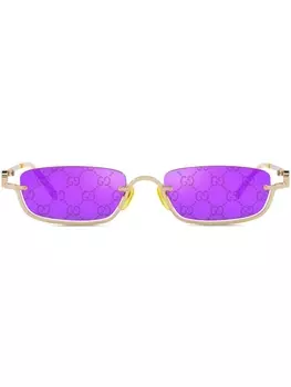 Gucci Eyewear солнцезащитные очки в прямоугольной оправе с логотипом GG, золотистый