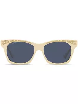 Gucci Eyewear солнцезащитные очки в прямоугольной оправе, белый