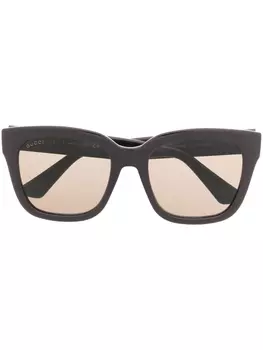 Gucci Eyewear солнцезащитные очки в прямоугольной оправе, коричневый