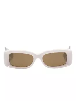 Gucci Eyewear солнцезащитные очки в прямоугольной оправе с логотипом, нейтральный цвет