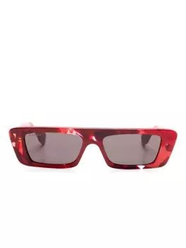 Gucci Eyewear солнцезащитные очки в прямоугольной оправе, красный