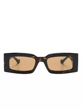 Gucci Eyewear солнцезащитные очки в прямоугольной оправе с логотипом, черный