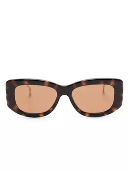 Gucci Eyewear солнцезащитные очки в прямоугольной оправе, коричневый